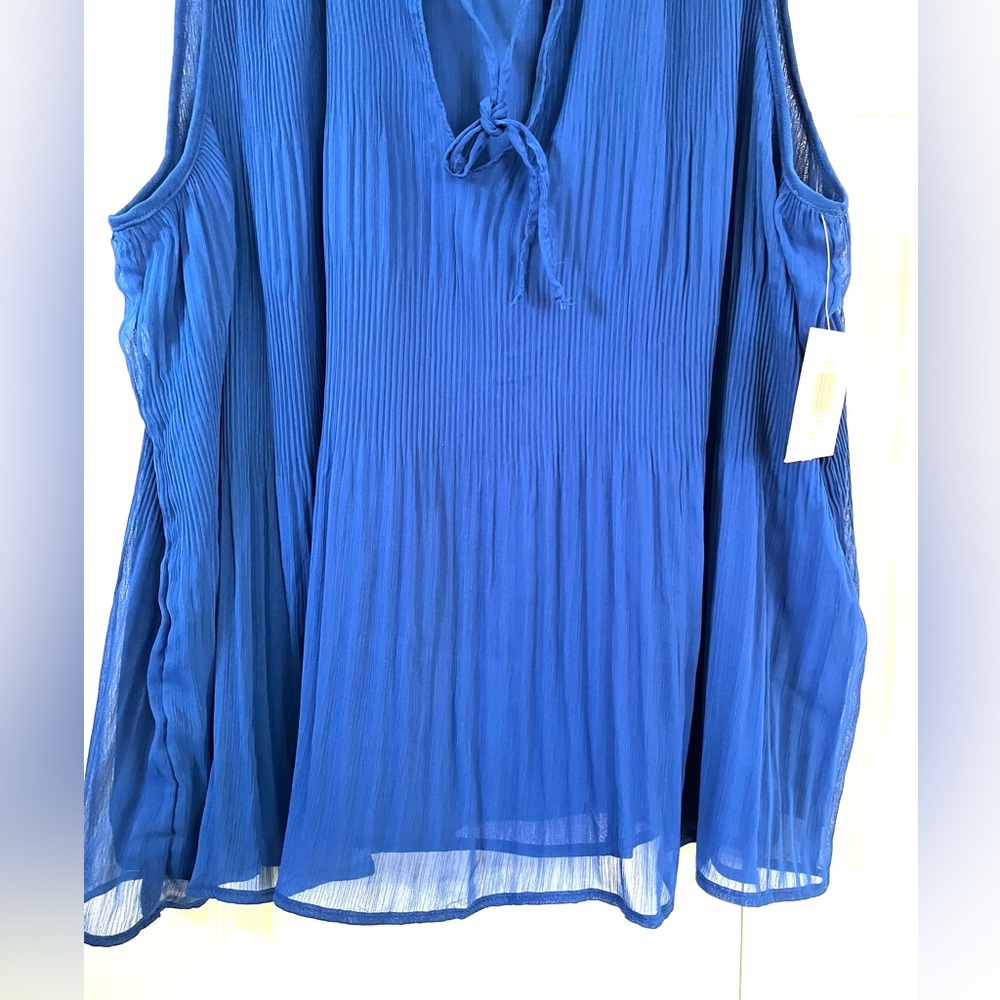 Ellen Tracy Cobalt Sleeveless Pleat & Release Top sz XL - Picture 8 of 13